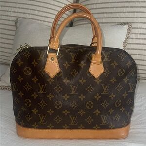 Louis Vuitton Alma Brown Tan Satchel with Monogram Canvas SOLD